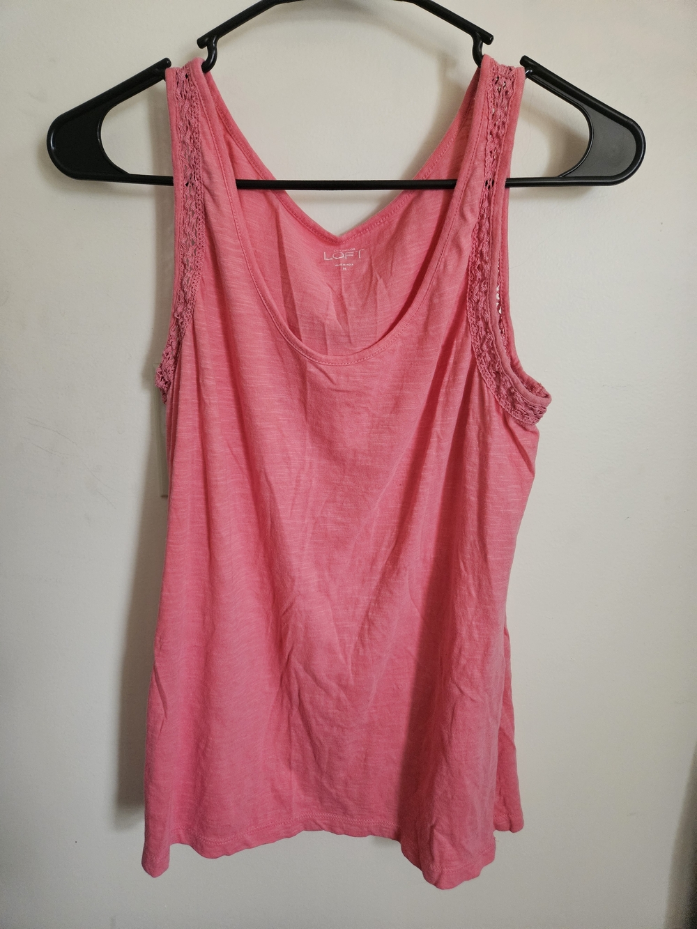 Loft Pink Crochet-Trim Tank Top